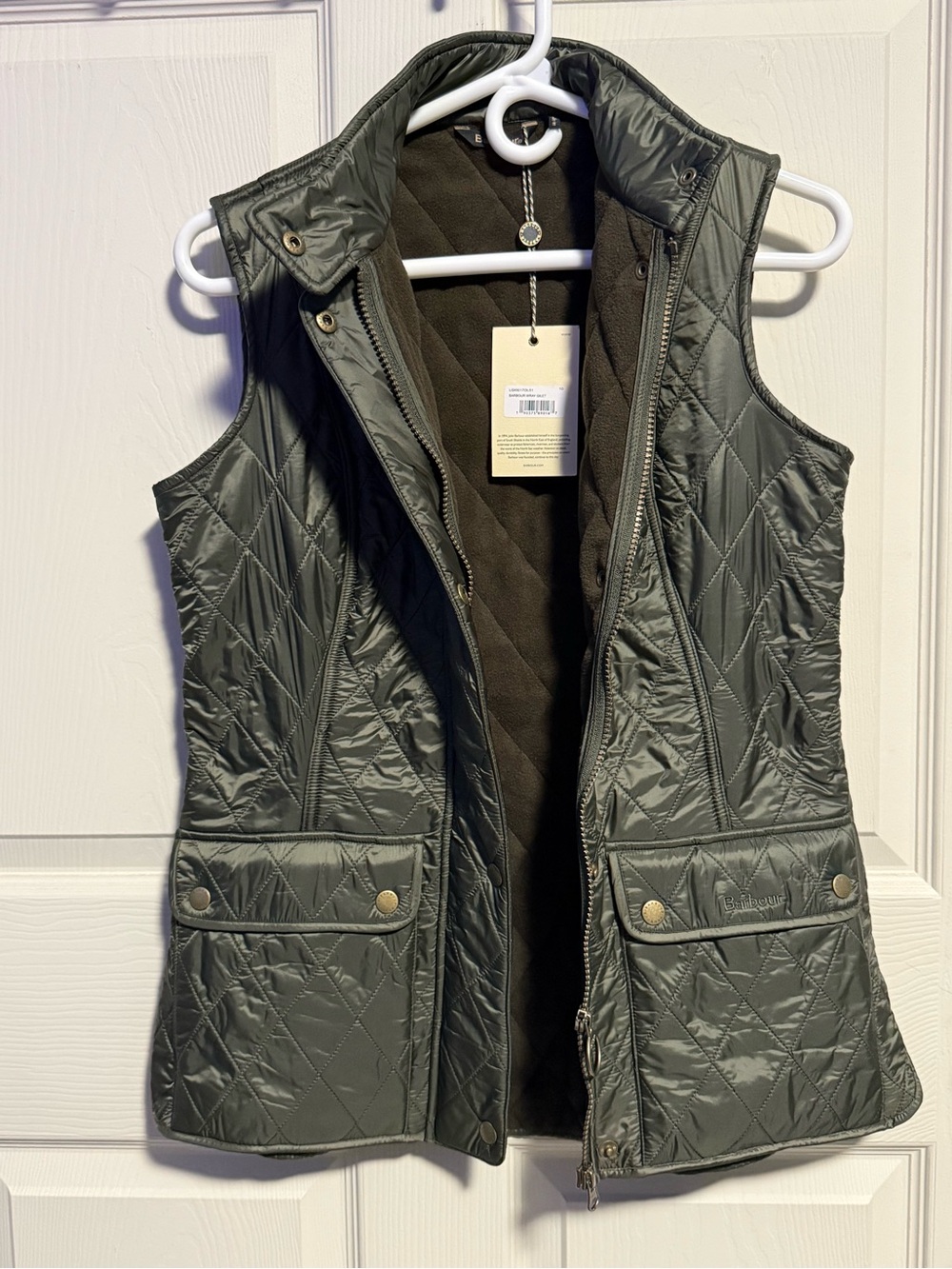 Barbour Quilted Olive Green Sleeveless Vest